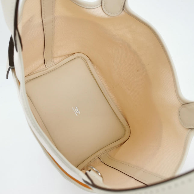 Hermes Picotin 18 Cargo Lock Pocket 18 Cream White Swift Leather and Canvas PHW