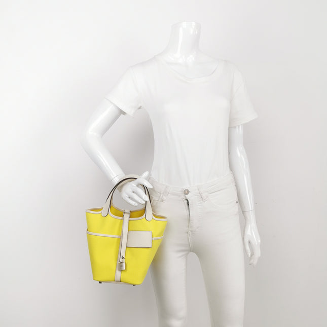 Hermes Picotin 18 Cargo Lock Pocket 18 Lemon Yellow Swift Leather and Canvas PHW