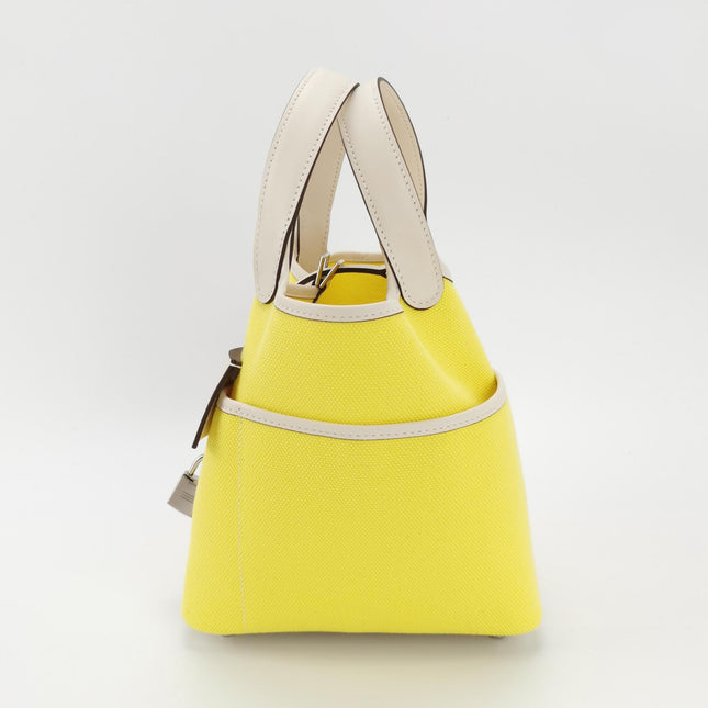 Hermes Picotin 18 Cargo Lock Pocket 18 Lemon Yellow Swift Leather and Canvas PHW