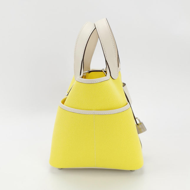 Hermes Picotin 18 Cargo Lock Pocket 18 Lemon Yellow Swift Leather and Canvas PHW