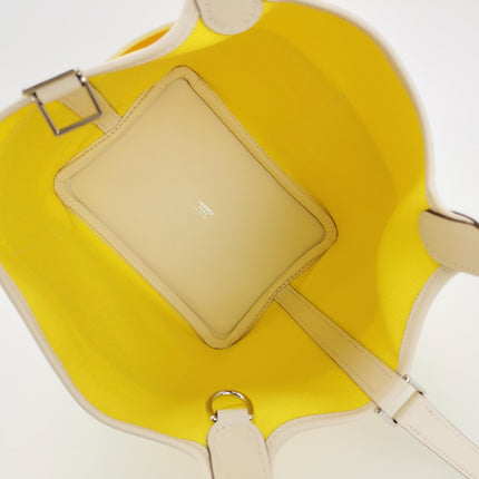 Hermes Picotin 18 Cargo Lock Pocket 18 Lemon Yellow Swift Leather and Canvas PHW