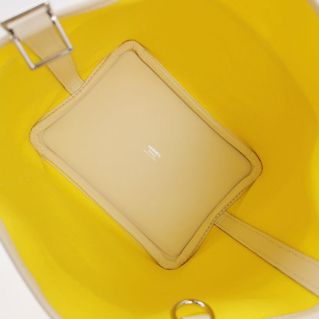 Hermes Picotin 18 Cargo Lock Pocket 18 Lemon Yellow Swift Leather and Canvas PHW
