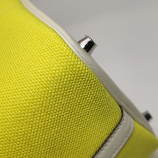 Hermes Picotin 18 Cargo Lock Pocket 18 Lemon Yellow Swift Leather and Canvas PHW