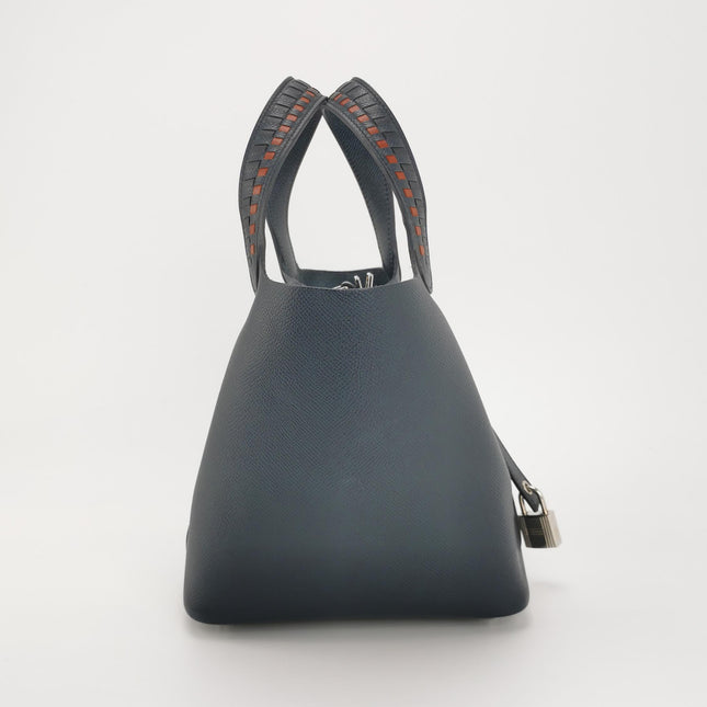 Hermes Picotin 18 Intrecciato Handles Epsom Leather Midnight Navy PHW