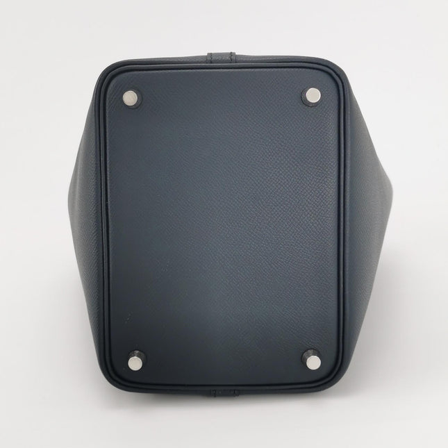 Hermes Picotin 18 Intrecciato Handles Epsom Leather Midnight Navy PHW