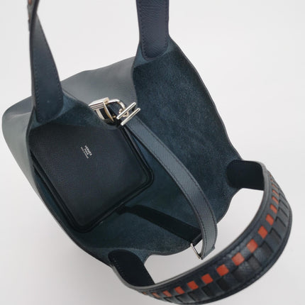 Hermes Picotin 18 Intrecciato Handles Epsom Leather Midnight Navy PHW
