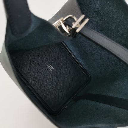 Hermes Picotin 18 Intrecciato Handles Epsom Leather Midnight Navy PHW