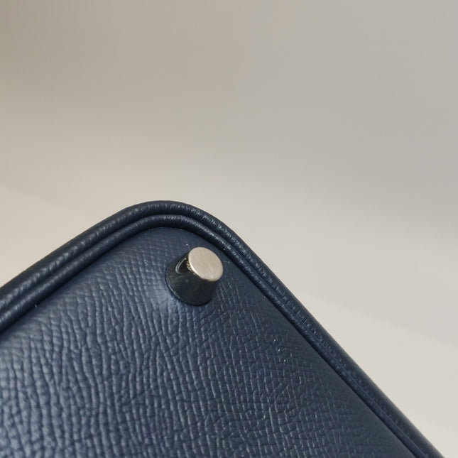 Hermes Picotin 18 Intrecciato Handles Epsom Leather Midnight Navy PHW