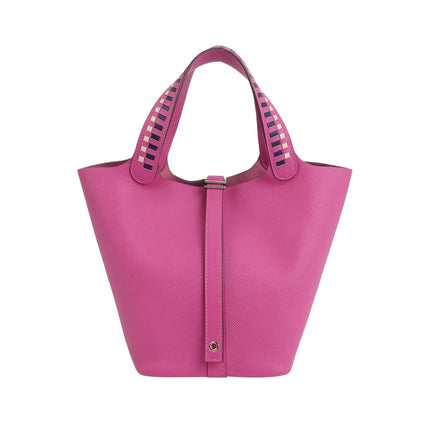 Hermes Picotin 18 Intrecciato Handles Epsom Leather Pink PHW