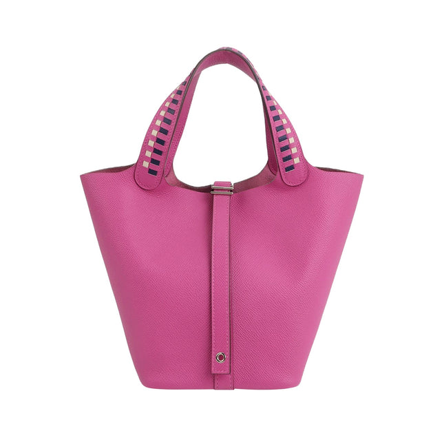 Hermes Picotin 18 Intrecciato Handles Epsom Leather Pink PHW