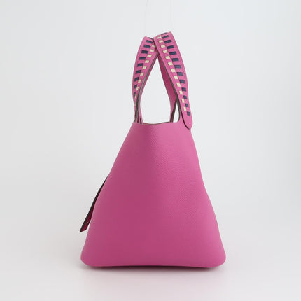 Hermes Picotin 18 Intrecciato Handles Epsom Leather Pink PHW