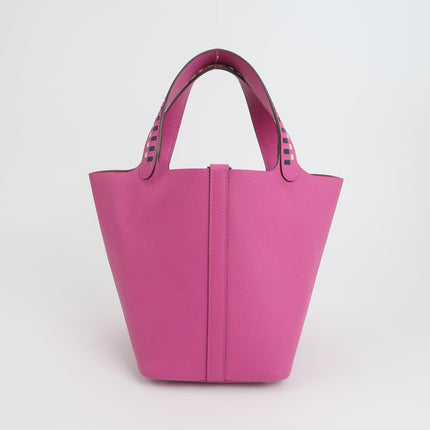Hermes Picotin 18 Intrecciato Handles Epsom Leather Pink PHW