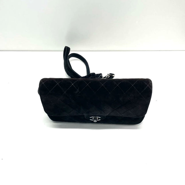 Chanel Black Velvet Shoulder Flap Backpack Vintage Silver HW, 1996