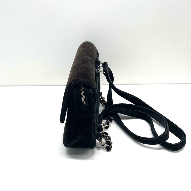Chanel Black Velvet Shoulder Flap Backpack Vintage Silver HW, 1996