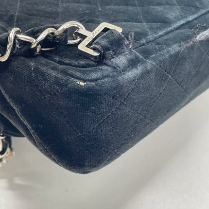 Chanel Black Velvet Shoulder Flap Backpack Vintage Silver HW, 1996