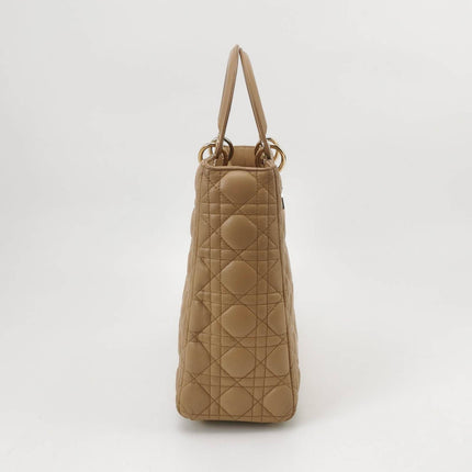Lady Dior Large Bag Beige Lambskin Cannage Leather