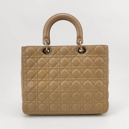 Lady Dior Large Bag Beige Lambskin Cannage Leather