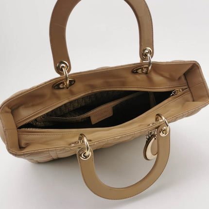 Lady Dior Large Bag Beige Lambskin Cannage Leather