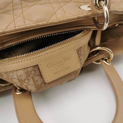 Lady Dior Large Bag Beige Lambskin Cannage Leather