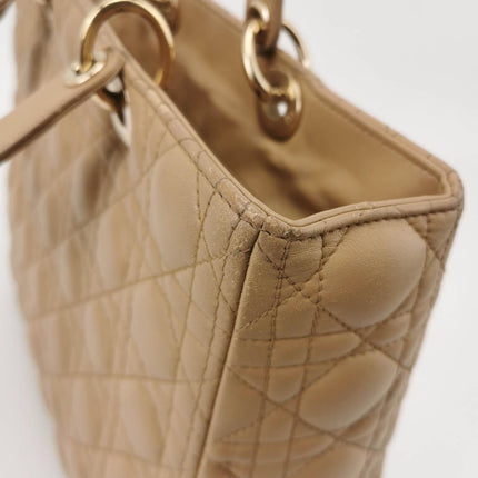 Lady Dior Large Bag Beige Lambskin Cannage Leather