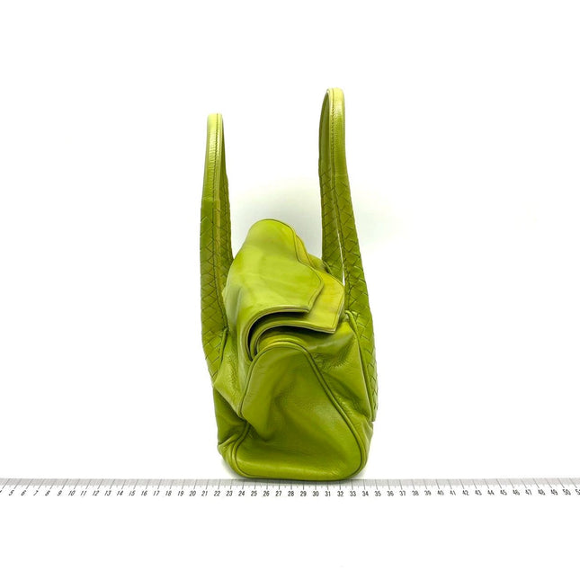 Bottega Veneta Lime Green Intrecciato Leather Hand Bag