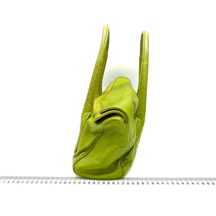 Bottega Veneta Lime Green Intrecciato Leather Hand Bag