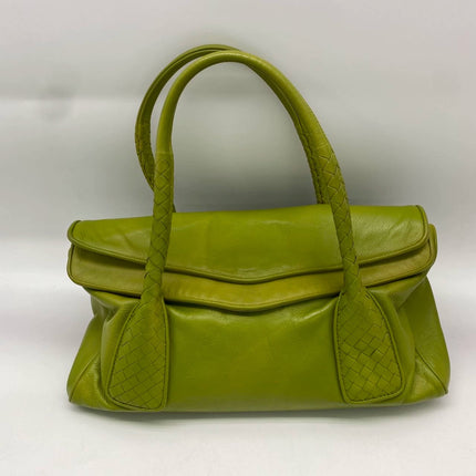 Bottega Veneta Lime Green Intrecciato Leather Hand Bag