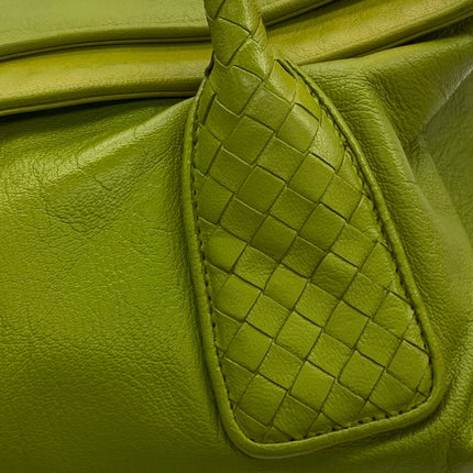 Bottega Veneta Lime Green Intrecciato Leather Hand Bag