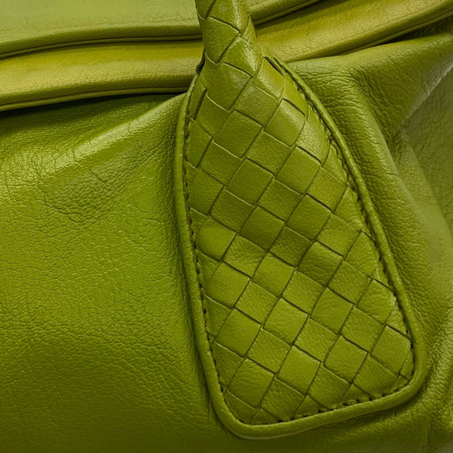 Bottega Veneta Lime Green Intrecciato Leather Hand Bag