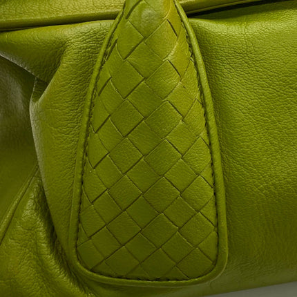 Bottega Veneta Lime Green Intrecciato Leather Hand Bag