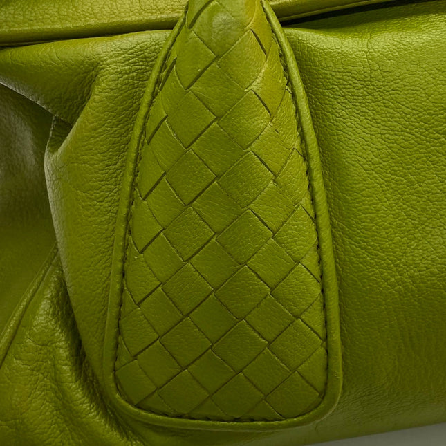 Bottega Veneta Lime Green Intrecciato Leather Hand Bag