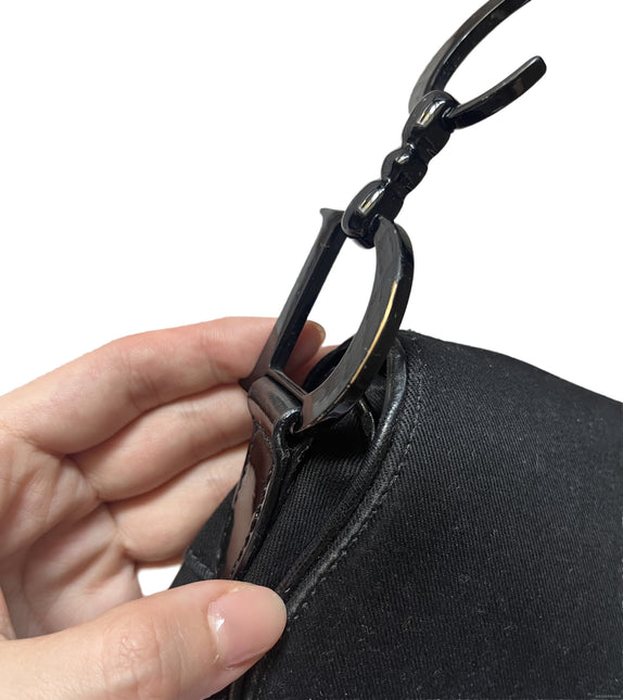 Sold Dior Saddle Vintage So Black Fabric and Patent Leather Shoulder Bag