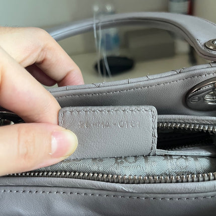 Sold Lady Dior Grey Cannage Leather Medium no strap