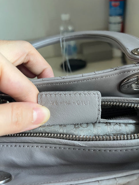 Sold Lady Dior Grey Cannage Leather Medium no strap