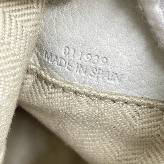 Loewe Puzzle Small Leather Woven Braided White Crossbody Bag