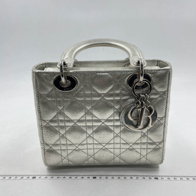 Lady Dior ABCdior Small Silver Cannage Lambskin Handbag