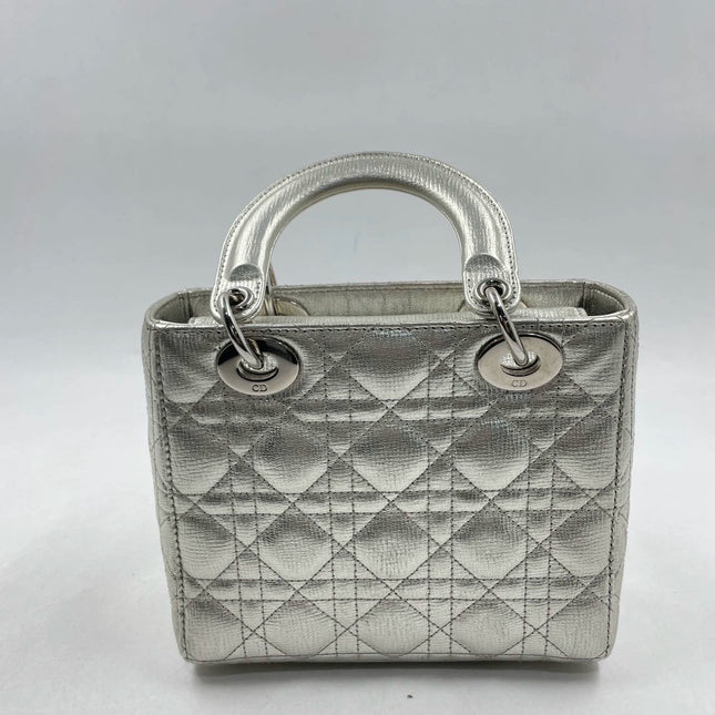 Lady Dior ABCdior Small Silver Cannage Lambskin Handbag