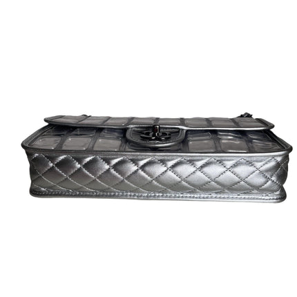 Sold Chanel Ice Cube Chocolate Bar Classic Flap Metallic Silver PVC with Leather