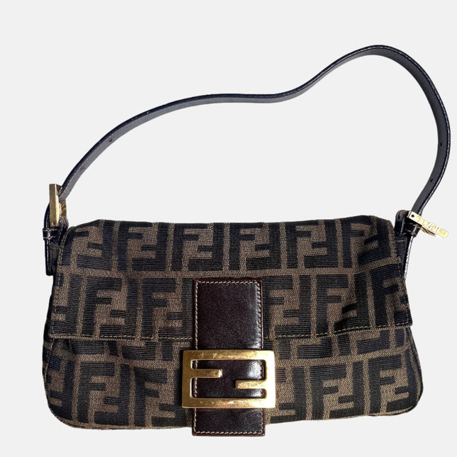 Fendi Baguette Classic Zucca Print Monogram Gold-tone Hardware-Luxbags