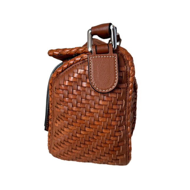 Sold Loewe Puzzle Small Leather Woven Caramel Tan Crossbody Bag