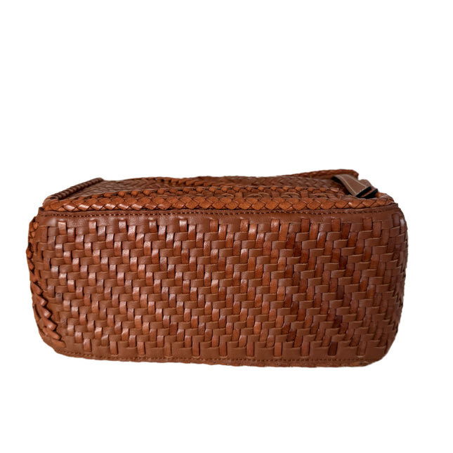 Sold Loewe Puzzle Small Leather Woven Caramel Tan Crossbody Bag