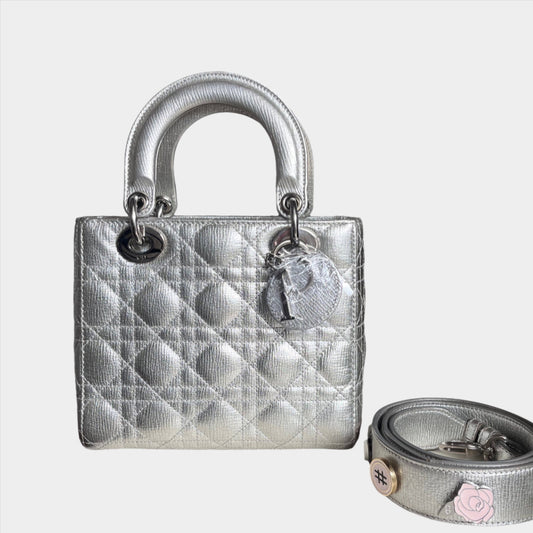 Lady Dior ABCdior Small Silver Cannage Lambskin Handbag