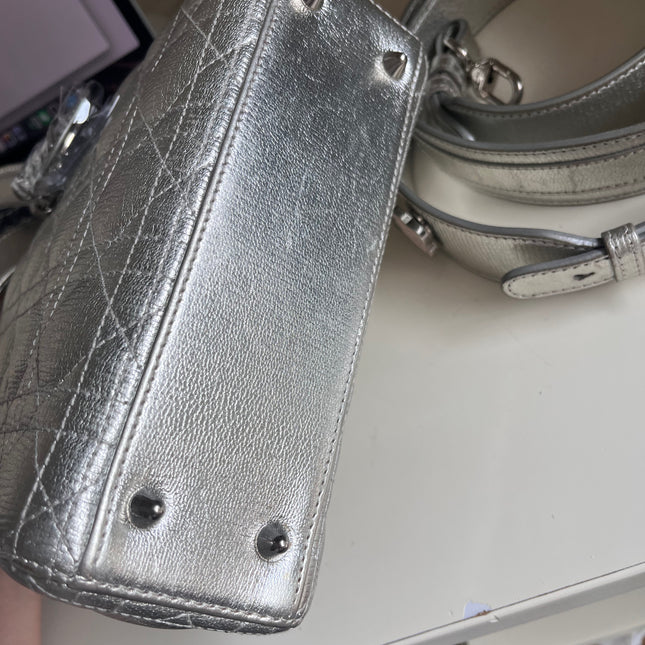 Lady Dior ABCdior Small Silver Cannage Lambskin Handbag