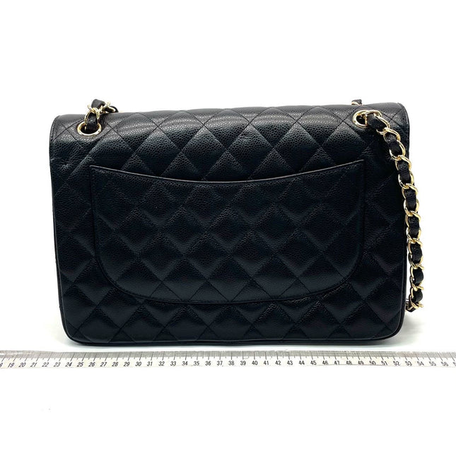 Sold Chanel Classic Flap Jumbo Black Caviar Leather Double Flap with Gold Hardware