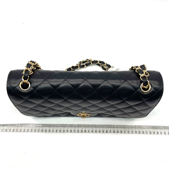 Sold Chanel Classic Flap Jumbo Black Caviar Leather Double Flap with Gold Hardware