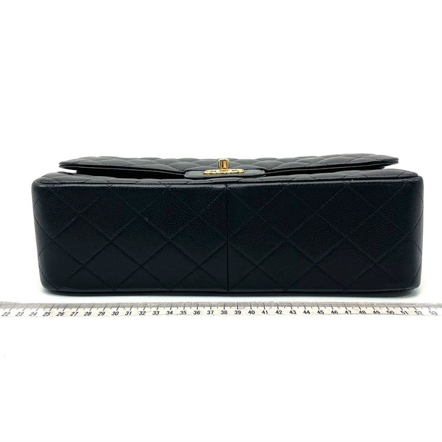 Sold Chanel Classic Flap Jumbo Black Caviar Leather Double Flap with Gold Hardware