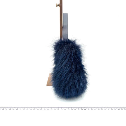 FENDI O Lock Navy Leather and Faux Fur Shoulder Bag