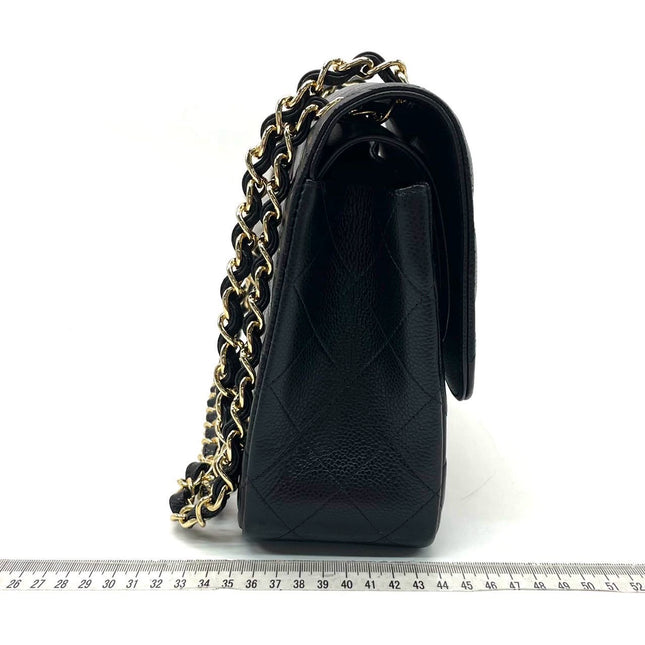Sold Chanel Classic Flap Jumbo Black Caviar Leather Double Flap with Gold Hardware