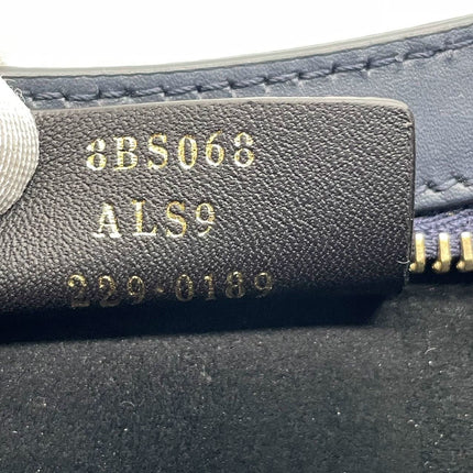 FENDI O Lock Navy Leather and Faux Fur Shoulder Bag