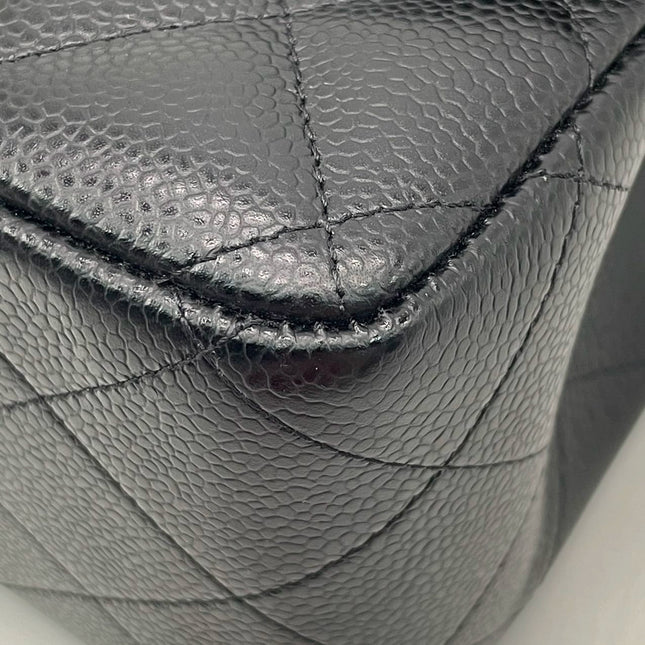 Sold Chanel Classic Flap Jumbo Black Caviar Leather Double Flap with Gold Hardware